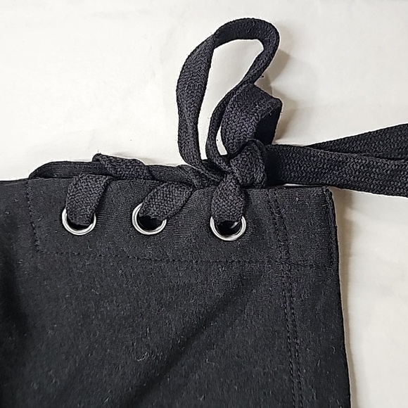 Jessica Simpson floral embroider sweatshirt tunic dress black coral lace up side - Picture 5 of 10